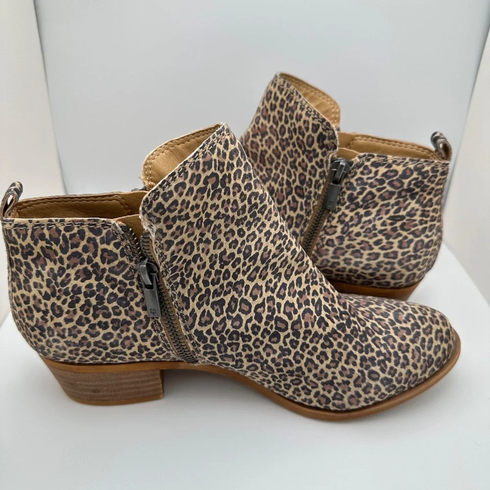 Lucky Brand Leather Cheetah Print Booties Size 9.5